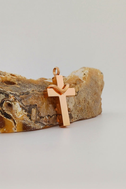 dubbele kruis ashanger rosegoudkleurig