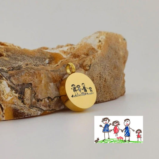 ashanger met kindertekening goudkleurig