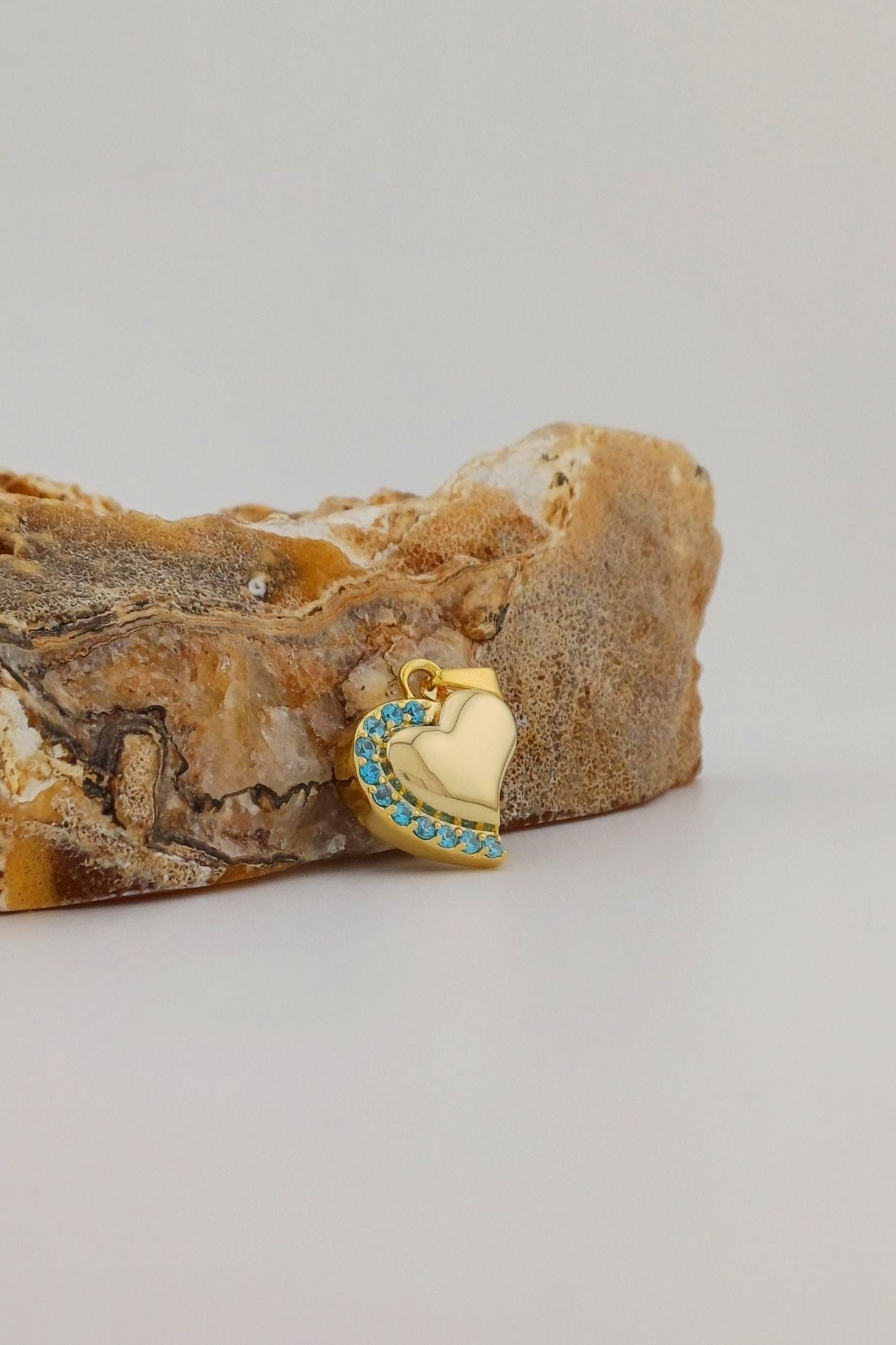stralend hart ashanger turquoise goudkleurig