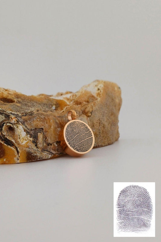 vingerafdruk ashanger rond rosegoudkleurig