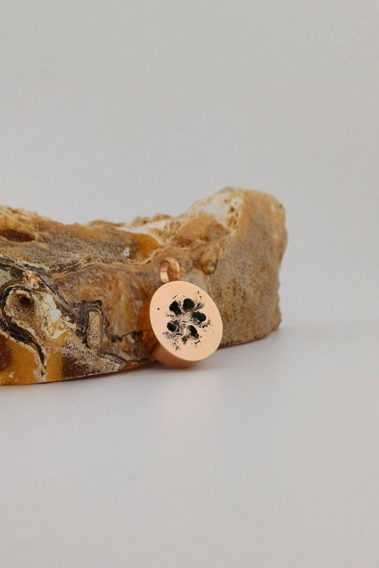 eigen pootafdruk ashanger rond rosegoudkleurig