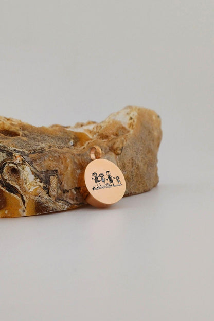 kindertekening ashanger rond rosegoudkleurig
