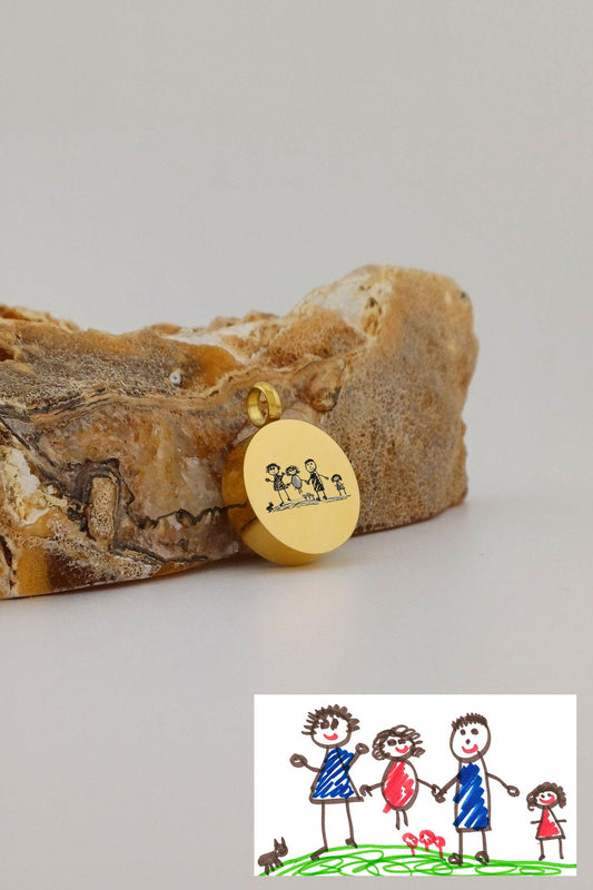 ashanger met kindertekening goudkleurig