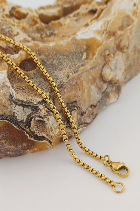 ronde box ketting rvs goudkleurig