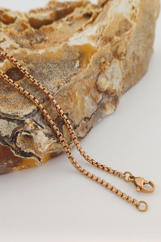 ronde box schakelketting rvs rosegoudkleurig