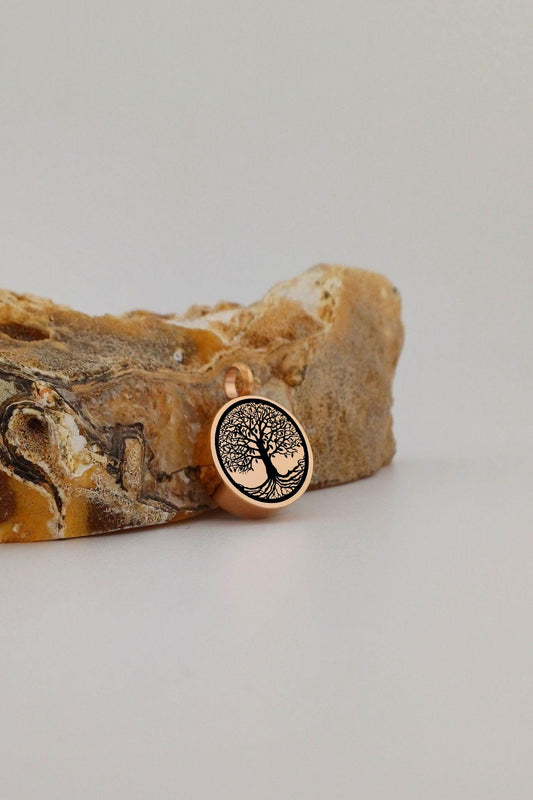 tree of life ashanger rond rosegoudkleurig