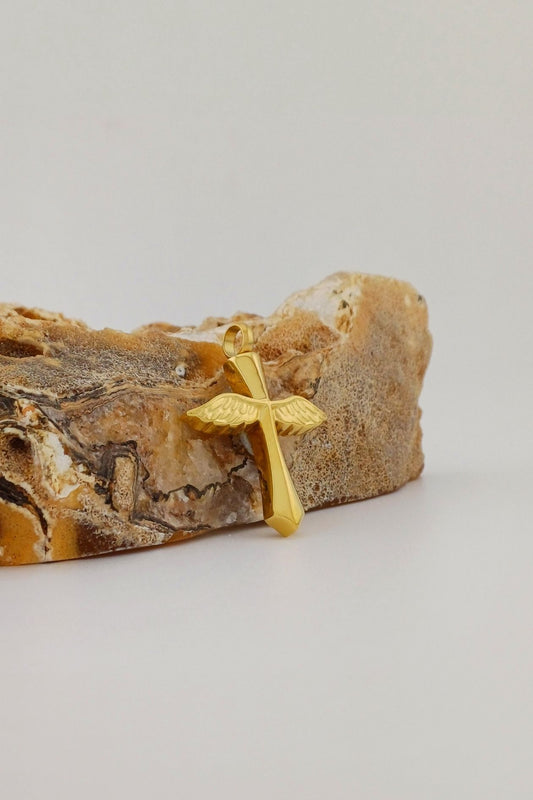 winged cross ashanger goudkleurig