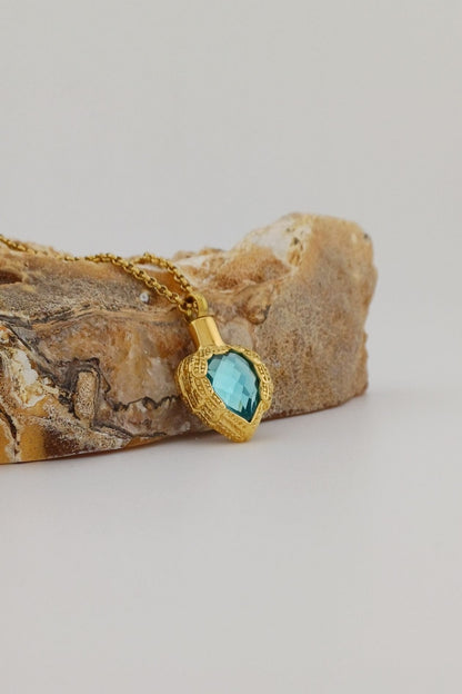 winged heart ashanger turquoise goudkleurig