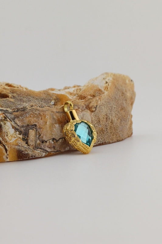 winged heart ashanger turquoise goudkleurig